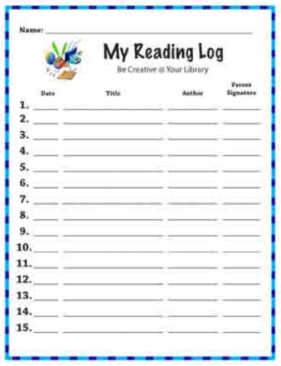 Printable Library Log Template