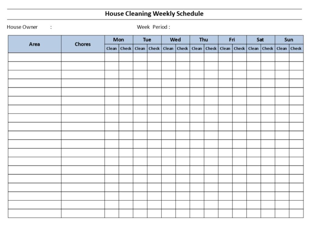House Cleaning Log Template Word