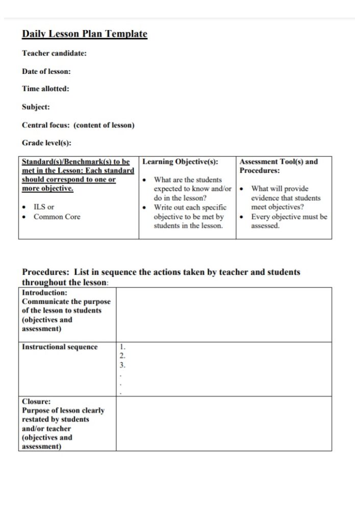 Daily Lesson Log Template Free Log Templates