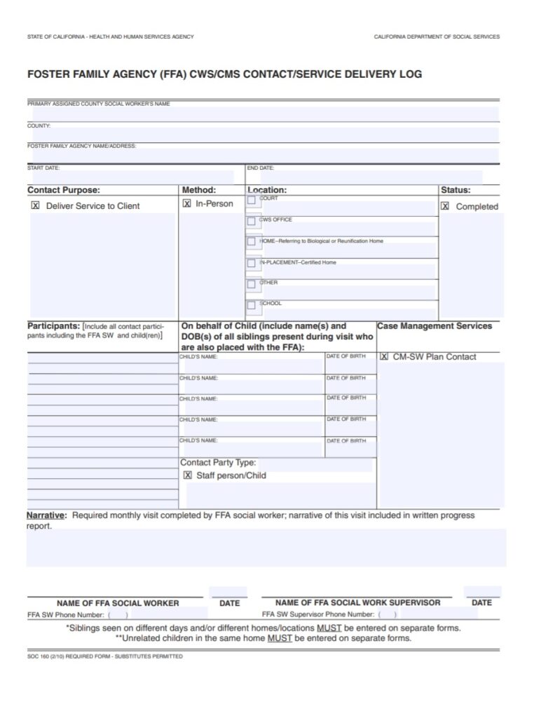 Contact Delivery Log Template