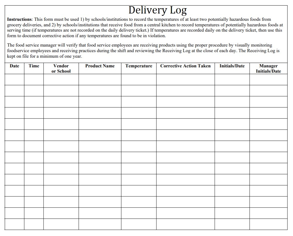 Delivery Log Format