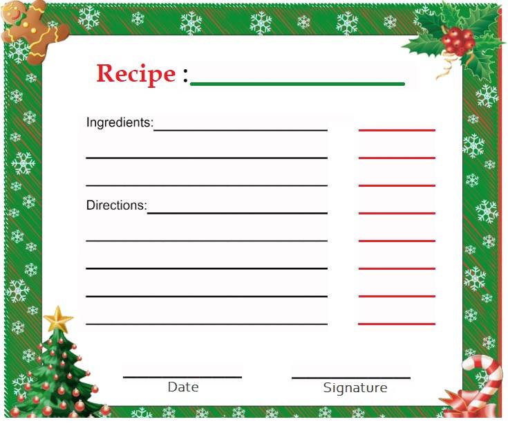 Christmas Recipe Log Template