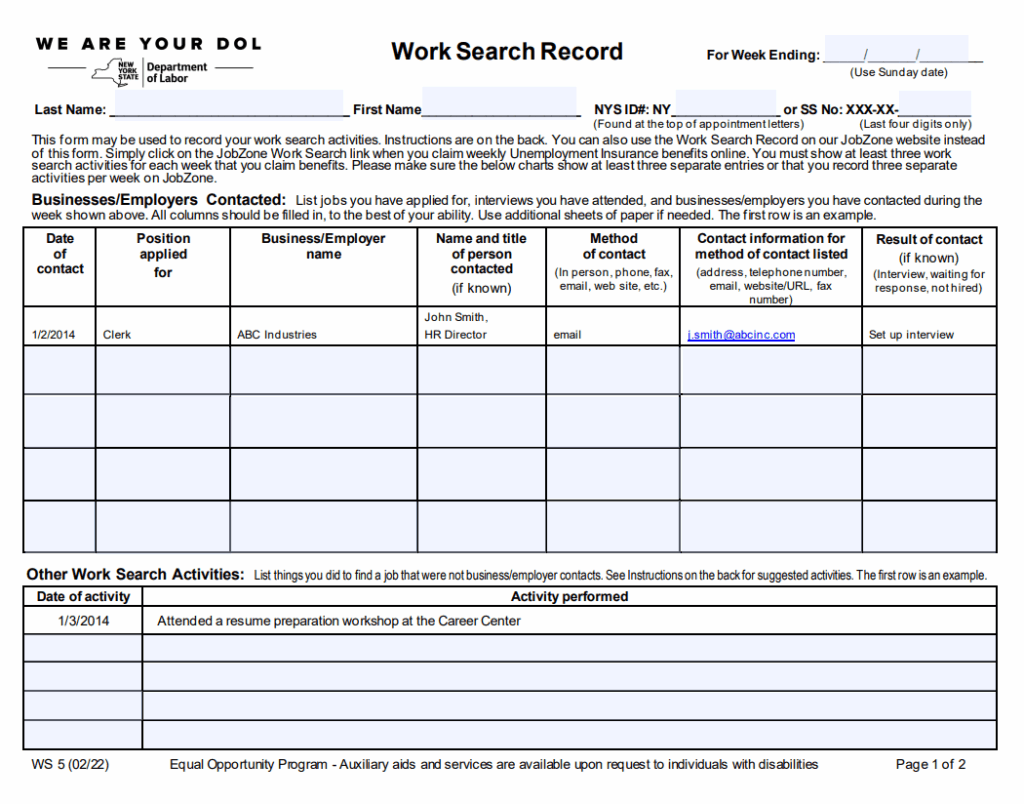 Job Hunt Record Log Template