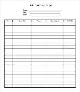 Daily Field Activity Log Template Pdf