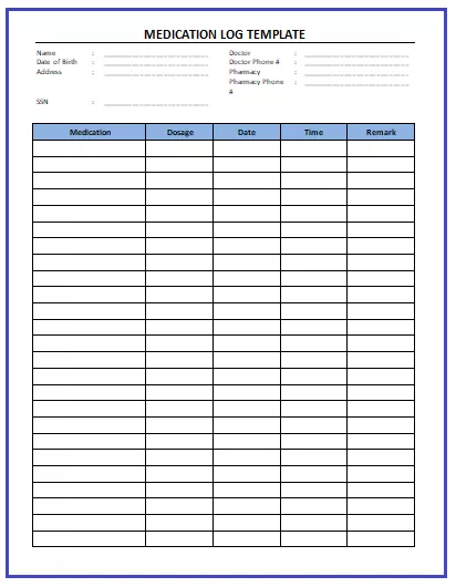 Medication Log Template