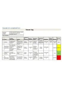 Project Issue Log Format Pdf