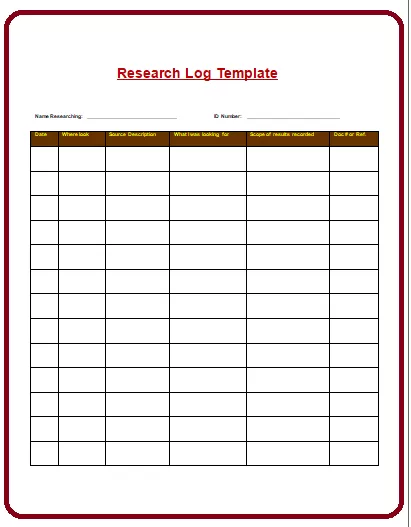 Research Log Template