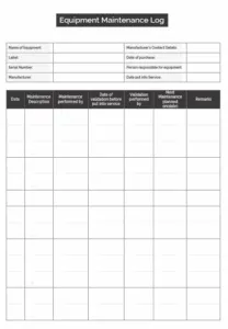 Free Maintenance Log Template