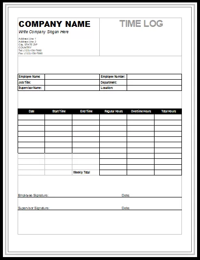Time Log Template