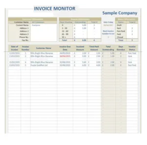 Invoice Monitor Log Template