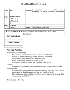 Meeting Decision Log Template