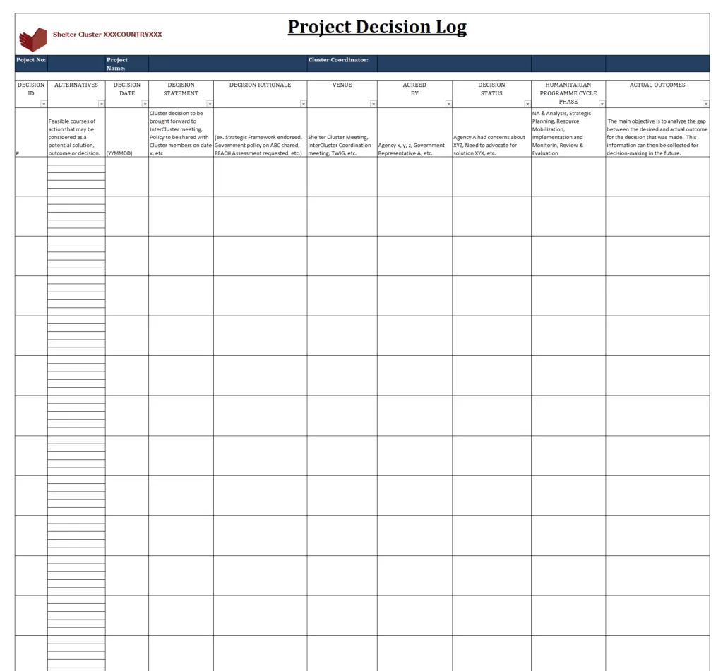 Project Decision Log Template