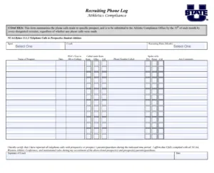Recruiting Phone Log Template