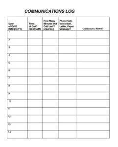 Staff Communication Log Template