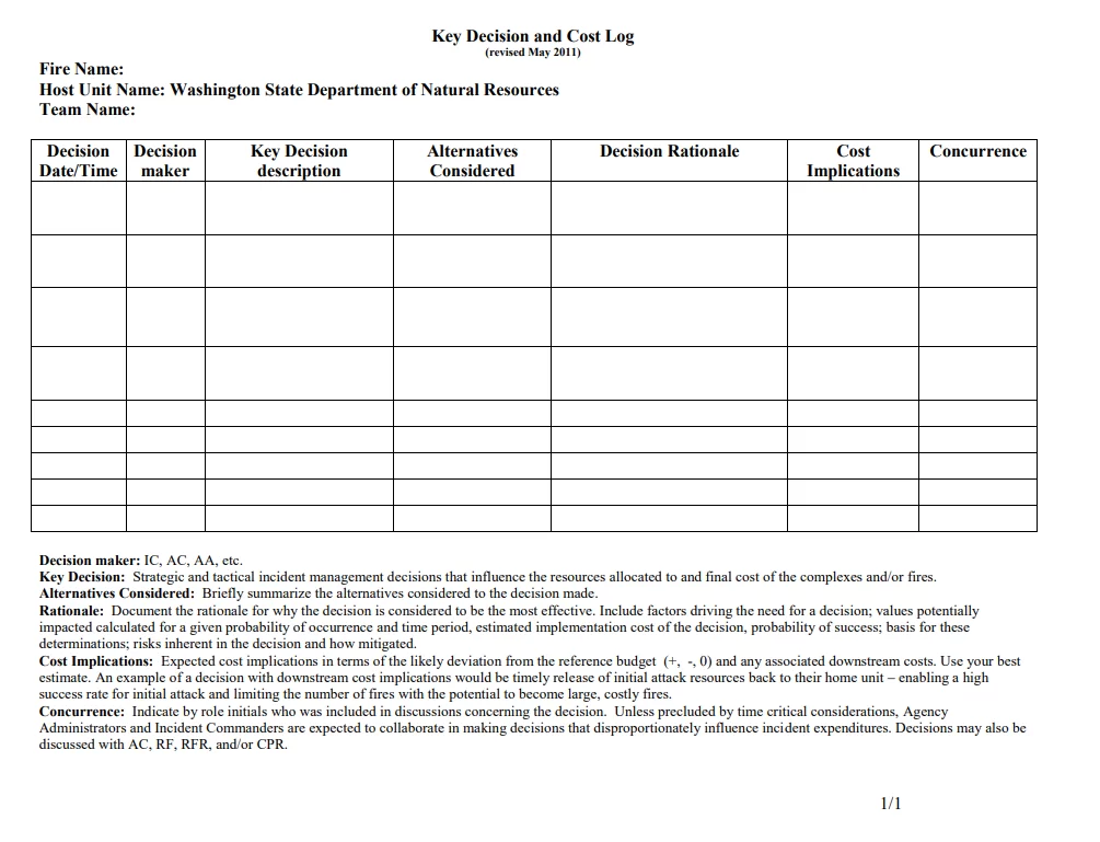 Key Decision Log Template
