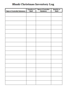 Blank Christmas Inventory Log Template