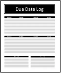Due Date Log Template