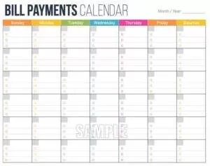 Due date Calendar Log template