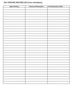 Day Driving Practice Log Template