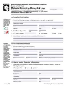 Material Shipping Log Template