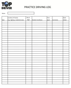 Practice Driving Log Template
