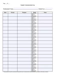 Sample Communication Log