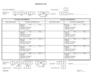 Shipping Log Template PDF 1