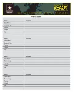 Army Visitor Log Template
