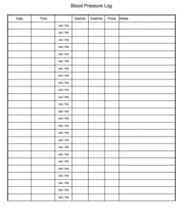 Blood Pressure Log Format