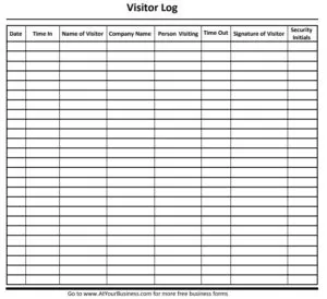 Business Visitor Log Template
