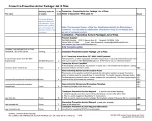 Corrective And Preventive Action Log Template