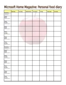Daily Food Log Template