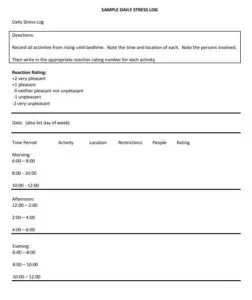 Daily Stress Log Template