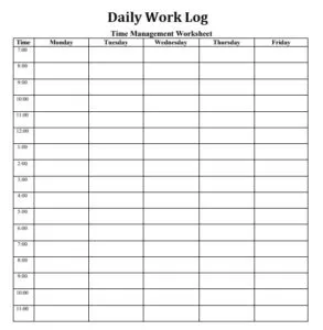 Day By Day Work Log Template