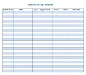 Document Log Template Word