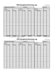 Equipment Running Log Template