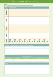 Food And Exercise Log Template