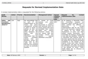 Internal Audit Action Log Template