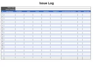Issue Log Template PDF