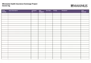 Issue Management Log Template