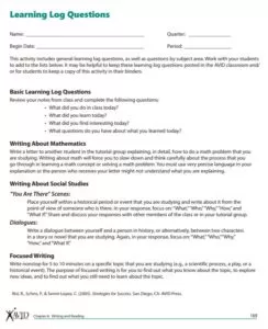 Learning Questionaire Log Template