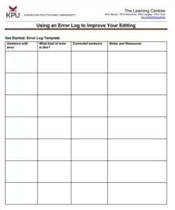 Learning And Error Log Template