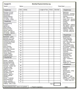 Monthly Activity Log Template