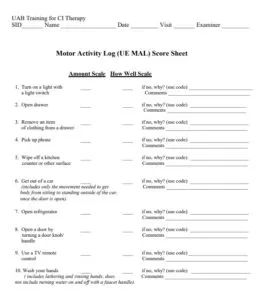Motor Activity Log Template