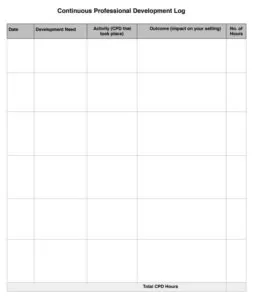 Professional Learning Log Template