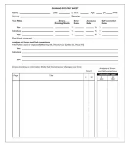 Running Record Log Template