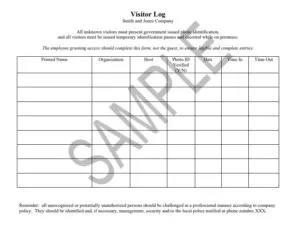 Visitor Log Sample