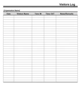 Visitor Log Template Excel