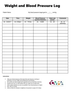 Weight And Blood Pressure Log Template