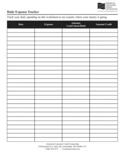 Daily Expense Log Template